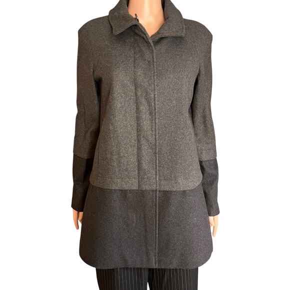 Nine West Wool Blend Gray Parka Pockets Colorblock Ski Resort Outerwear Small - Picture 1 of 5